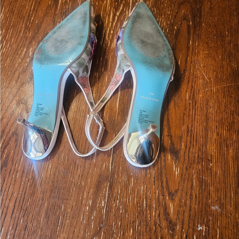 Betsey Johnson Pink and Purple Floral Heels - Picture 3 of 7